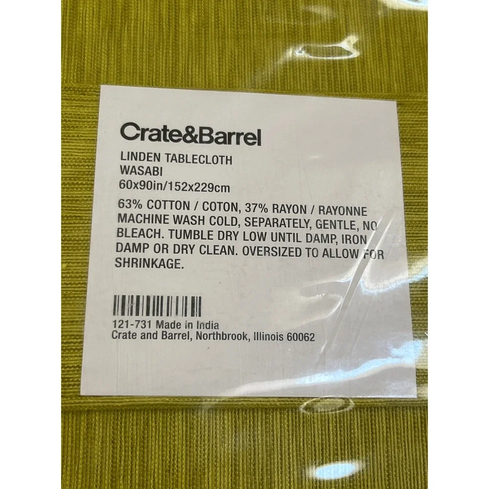 NEW Crate & Barrel Wasabi Linden Tablecloth 60x90 NIP Mid century style